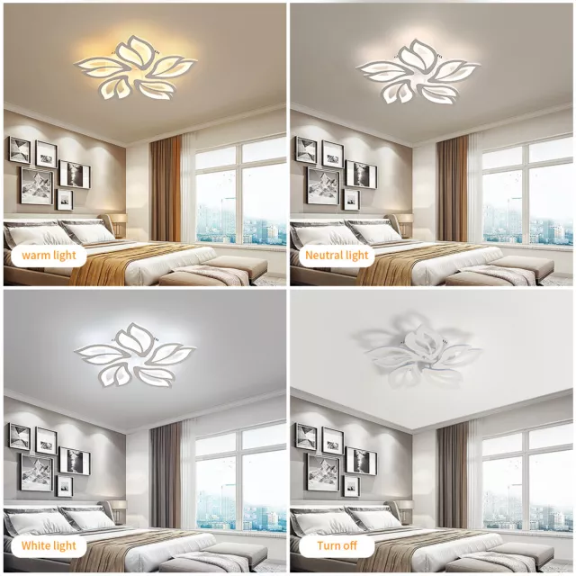 30W Plafonnier LED Dimmable Fleur Lampe Suspendue Moderne Lustres Salon Chambre 2