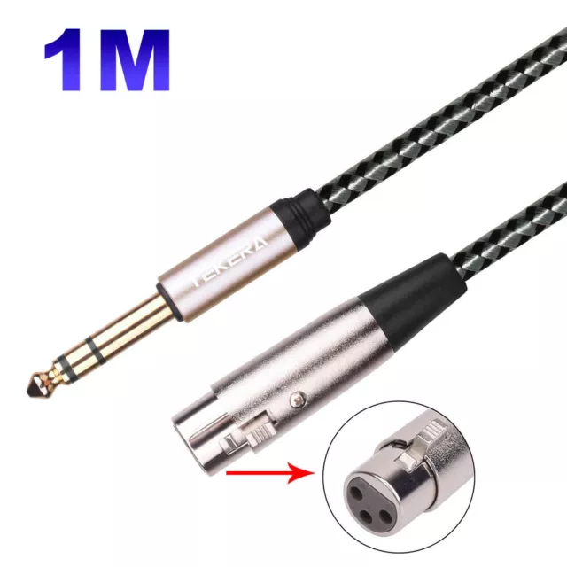 XLR Female To 6.35mm 1/4 '' Male Microphone Stereo Audio Cable TRS Jack Lead/Mic