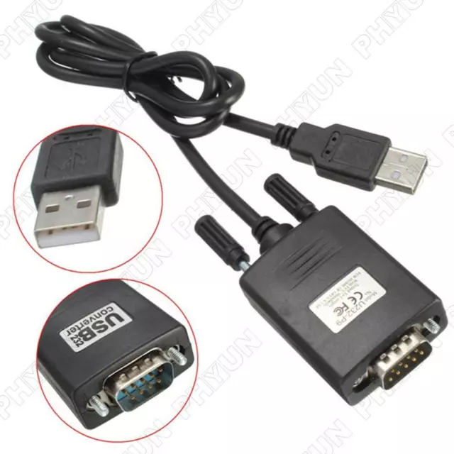 1X USB 2.0 Male to RS232 Serial DB9 9 Pin Adapter Cable For Computer PC Laptop