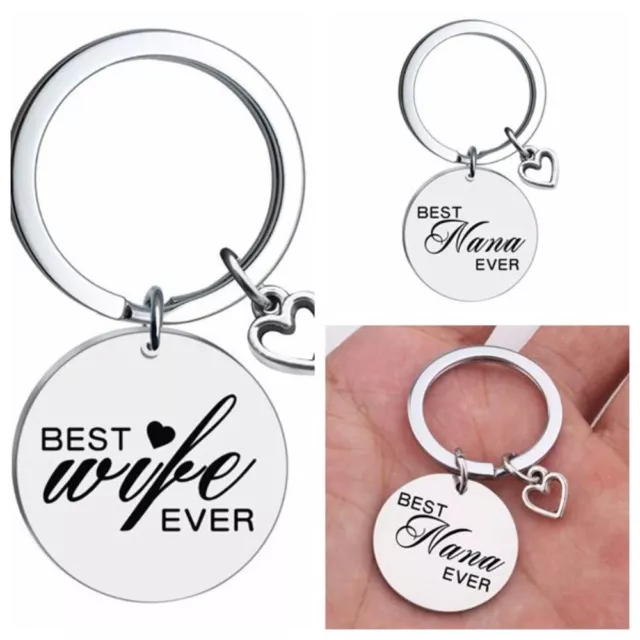 Stainless Steel Keyring Best Mom Ever Engraved Keychains Present for Mom Mother