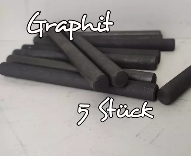 5 pezzi asta di grafite Ø 10,4 x 120 mm - elettrodo di grafite anodo materiale rotondo carbonio