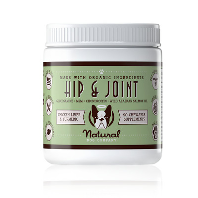 Pet Dog Natural Organic Hip and Joint Chewables - 90 Count, Glucosamine, MSM