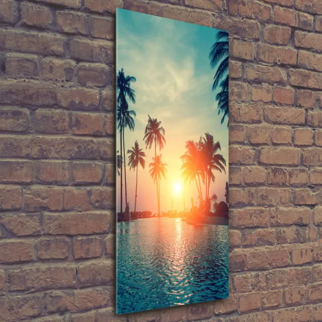 Wand-Bild Kunstdruck aus Hart-Glas Hochformat 50x125 Tropischer Strand