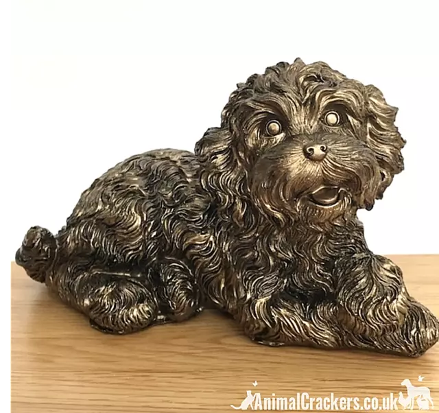 Bronze effect laying Cockapoo ornament figurine sculpture Doodle Dog lover gift