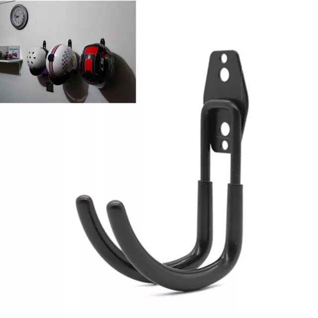Black Steel Motorcycle Helmet Holder Hook Display Rack Wall Mount Jacket Hanger