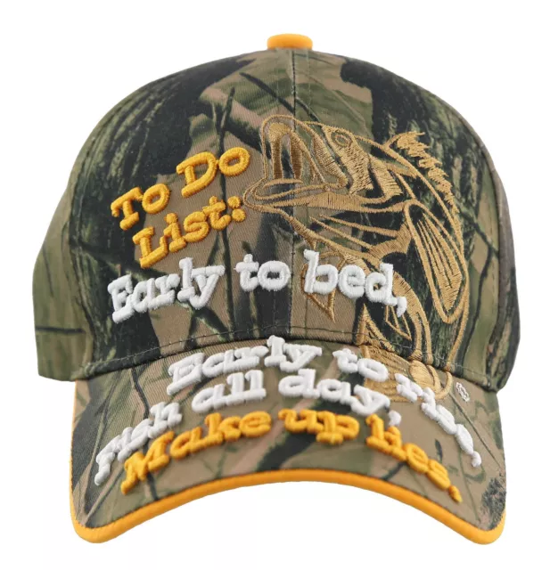 Early To Bed Early To Rise Fish All Day Make Up Lies Fishing Sport Cap Hat Camo