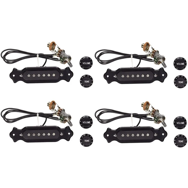 4X Pre-Wired 6-String Single Coil Pickup Harness with Volume & Tone Pots for El