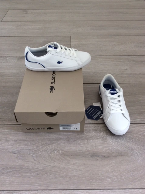 LACOSTE LEROND 119 1 JD CUC White Blue Childrens Trainers UK Size