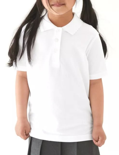 Girls School Polo Shirt 100% Cotton Plain P.E Sports GYM Ages 3-16