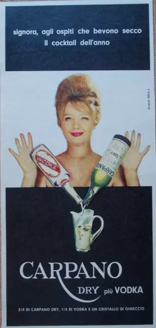 Pubblicità Advertising Werbung Italian 1960 CARPANO DRY E VODKA drink cocktail
