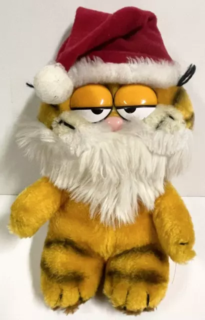 Vintage GARFIELD The Cat Santa Claus Plush Stuffed Animal 9" Tall Dakin 1981