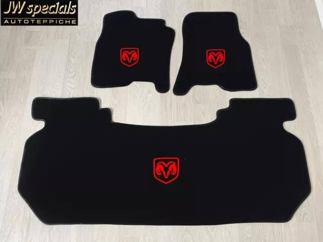 Auto Tappeto Tappetini per Dodge RAM Gruppo Cab 2019-2024 Nero Rosso Velluto