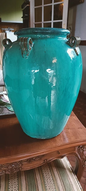 Cache pot céramique rouge vintage années 70