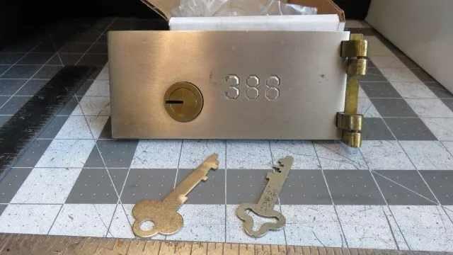 Antique L.L. Bates 1886 Safety Deposit Box Door, Hinges, 1 Op & 1 Guard Key #388