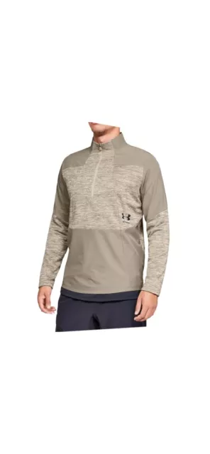 Under Armour Storm 1/2 Zip 1/4 Beige Long Sleeve Fitted Pullover Mens Medium