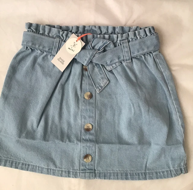 River island mini girls aged 2-3 years paperbag denim skirt outfit BNWT 6