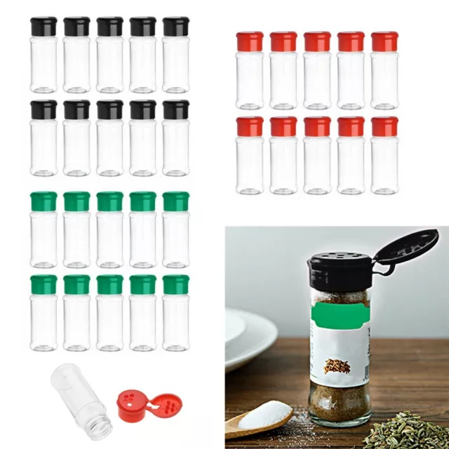 10Pcs_100ml Plastic Salt Pepper Seasoning Jars Condiment Bottle Cruet Container