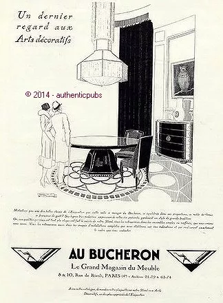 Publicite Au Bucheron Grand Magasin Meubles Signe R Vincent Art Deco De 1925 Ad