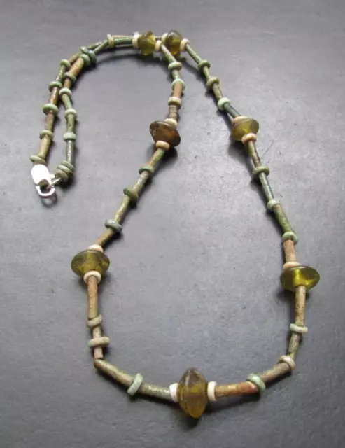 NILE  Ancient Egyptian Amulet Mummy Bead Necklace ca 600 BC