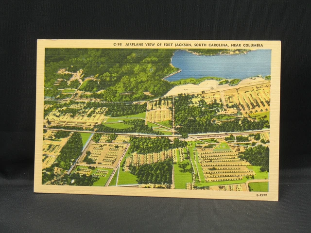 Aerial View of Fort Jackson South Carolina near Columbia Linen Postcard UNPOSTED