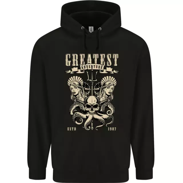 Felpa con cappuccio subacquea Trident teschio polpo Cthulhu da uomo 80% cotone