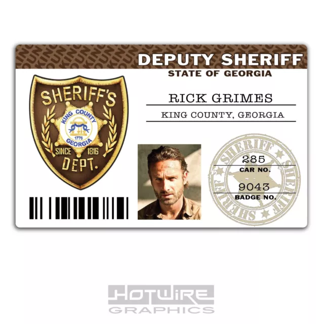 Plastic ID Card (TV Series Prop) - Rick Grimes THE WALKING DEAD - Sheriff Police