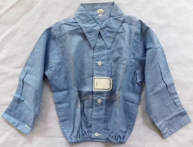 Camicia bambino vintage anni '30 negozio sporco blu camicetta top INUTILIZZATA taglia 0