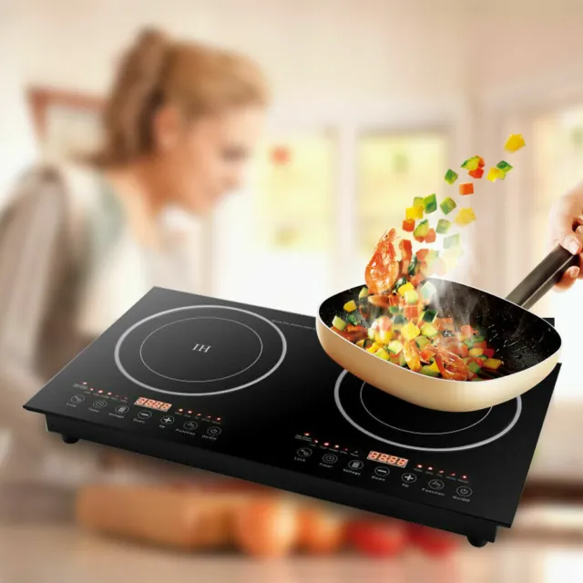 68CM Electric Cooktop Built-in 2Burner Dual Induction Cooker Touch Control Timer