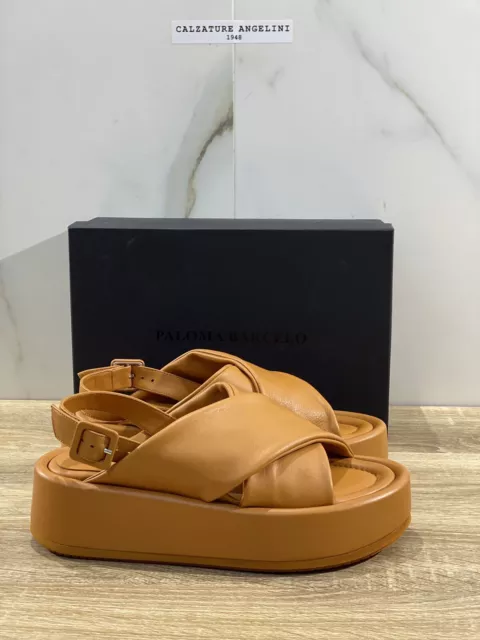 Paloma Barcelo’Femmes Sandale Compensé Basima Cuir Ocre Luxury Femme Sandale 39