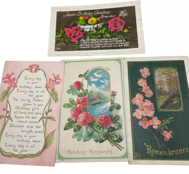 Vintage postcards Birthday Ephemera 1914 Posted And Unposted Lot Of 3