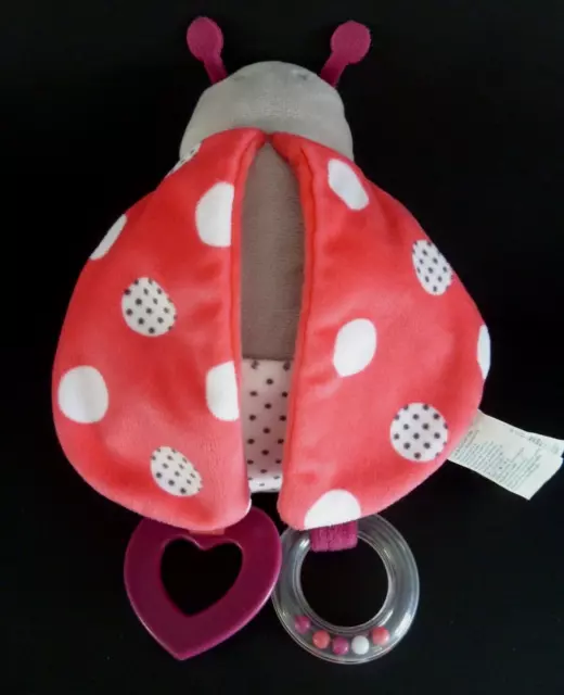 A2. DOUDOU HOCHET OBAIBI OKAIDI COCCINELLE rose blanc pois gris miroir ETAT NEUF