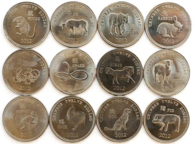 Somaliland 12 Coins Set 2012 Chinese Horoscope Unc (#582)