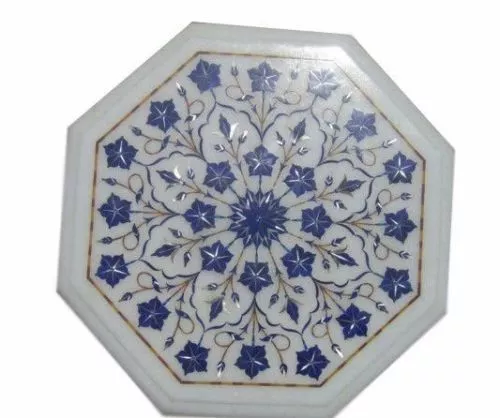 12" Marble Side Coffee Table Top Mosaic Inlay Marquetry Lapis Living Art Decor