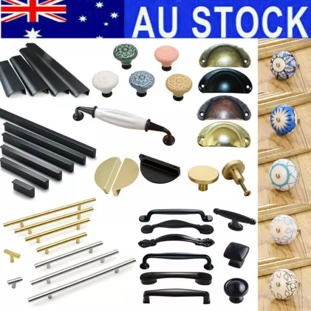 Kitchen Cabinet Handles Drawer Matt Black Knobs Cupboard Door Pull Multi Styles