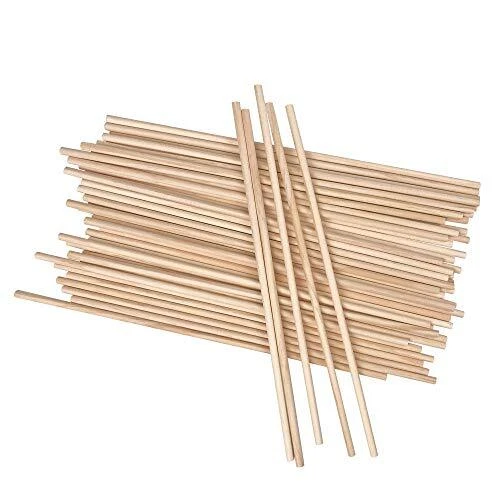 Varillas de palanca de madera sin terminar - Paquete de 50 - 1/4"" x 12"" - Suministros artesanales