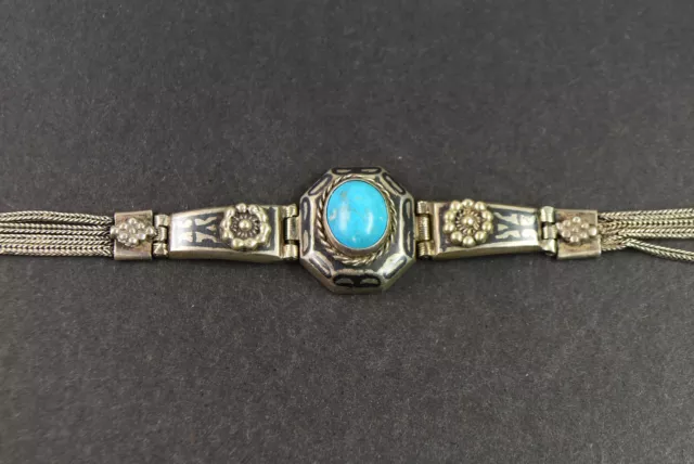 Armband Silber 900 Tula Niello Technik, mittig Türkis, russ.Föderation 1950 er J