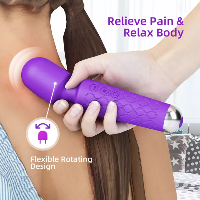 Handheld Massager Vibrator 3 colors Rechargeable 20 Speed Wand Vibrating Massage 2