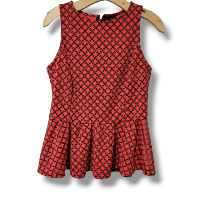 Worthington JCPenney Women's red & black Peplum sleeveless blouse  - medium
