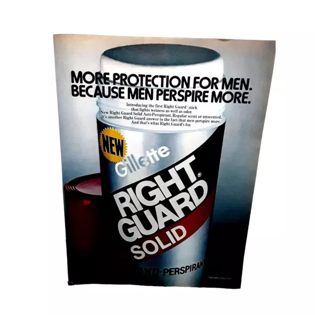 1981 Gillette Right Guard Anti Perspirant Vintage Original ad