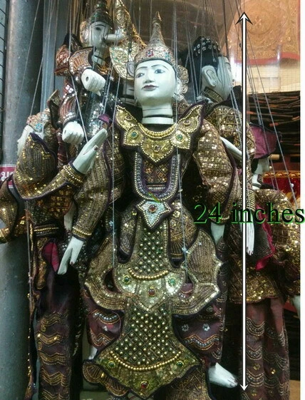 24" Thai Burmese Marionette String  Puppet Handmade Wooden