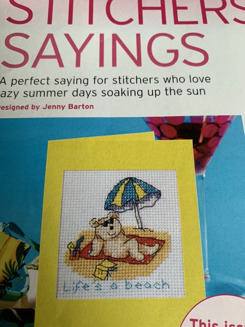 Stitcher's Sayings Life's A Beach kleiner Bär lustige Kreuzstich-Kartenkarte