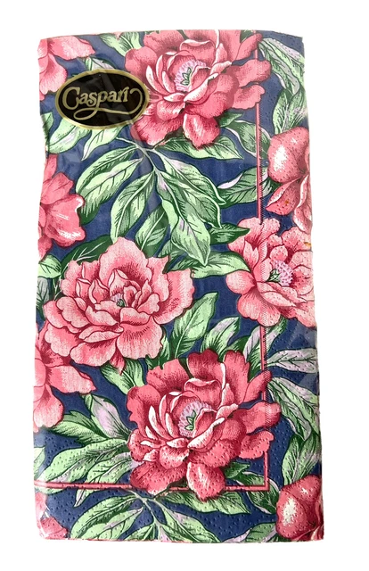 Caspari Peony Garden Paper Guest Towels Napkins Pkg Of 15 Rose Blue Green NIP