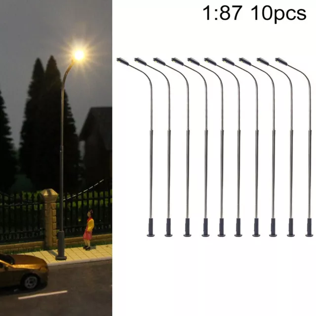 10x Model Street Lights Single Head Train Railway HO Lamp Posts LED High Quality 2