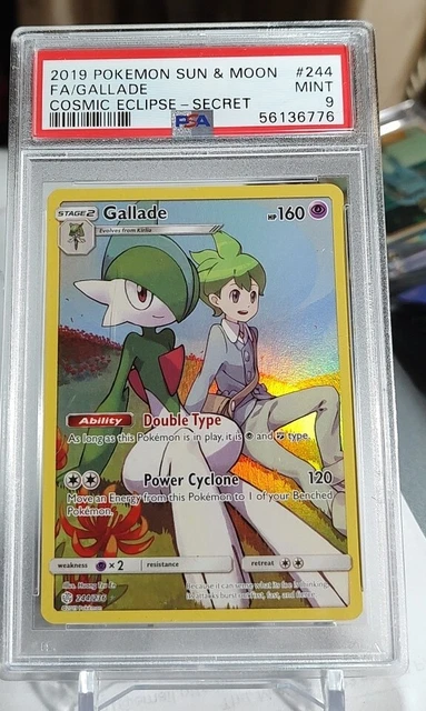 2019 Pokemon Sun & Moon Cosmic Eclipse Full Art Gallade Secret Rare #244 PSA 9