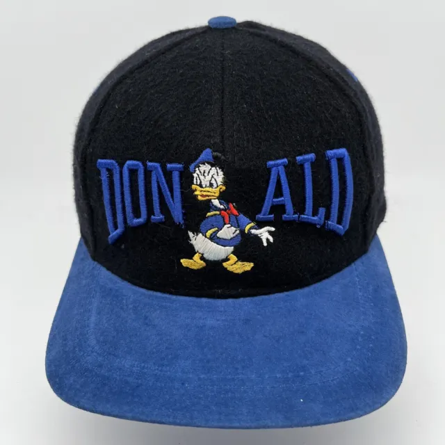Vintage 90s Donald Duck Hat Snapback The Disney Store Graphic Cap Blue Black