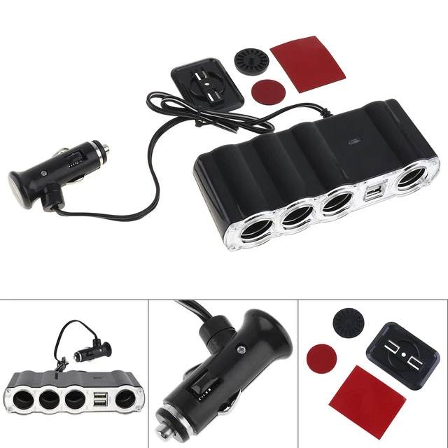4 Way Multi Socket Car Charger Vehicle Cigarette Lighter Splitter Dual USB
