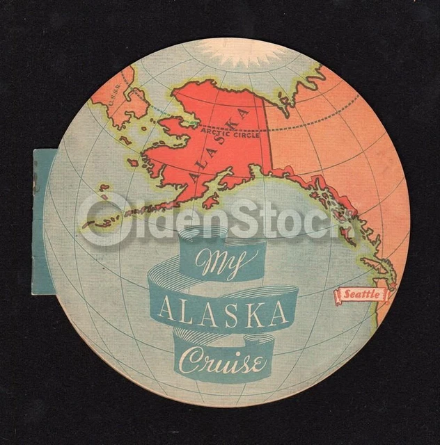 Alaska Steamship Cruise Line Rare Antique Graphic Advertising Map & Travel Bookl