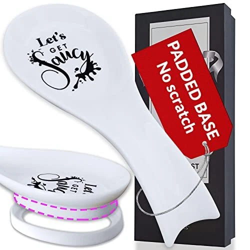 Kitchen Spoon Rest White With Antiscratch Padded Base Stove Spoon Holder For Sto