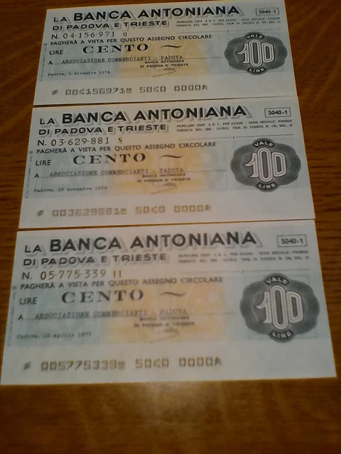Miniassegni Banca Antoniana Di Padova E Trieste - Lotto Ml1550  (N. 3 Emissioni)