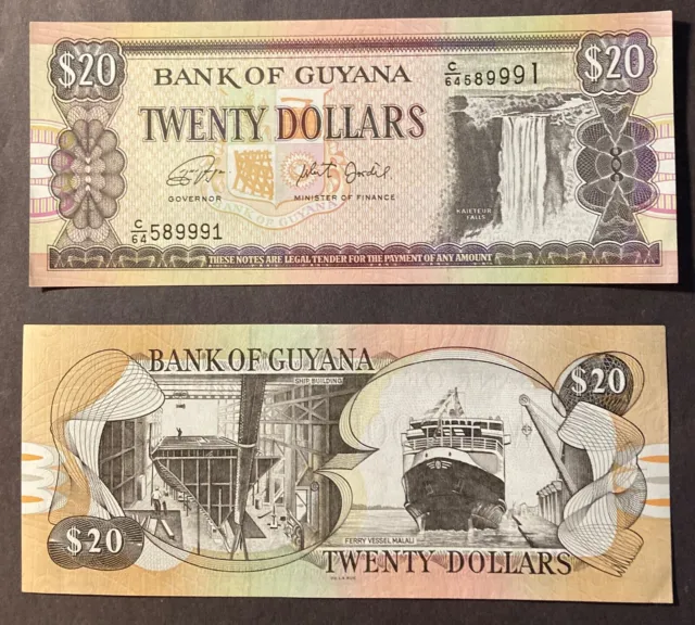 GUYANA 20 Dollars Year 2016 Banknote World Paper Money UNC